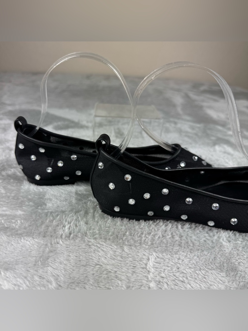 Open edit Lennox Rhinestone Mesh Flat In Black - Picture 5 of 10